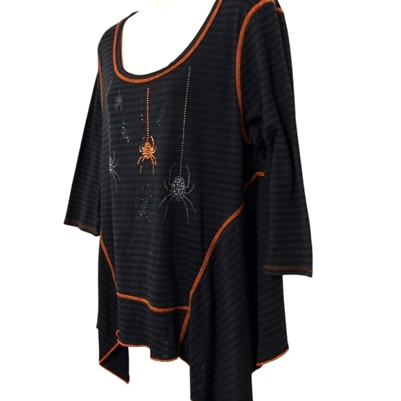 Halloween Spooky Spider Three Quarter Sleeve Top Sz L - Picture 2 of 4